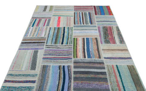 Apex Kilim Patchwork Unique Striped 25408 160 cm X 227 cm - 3