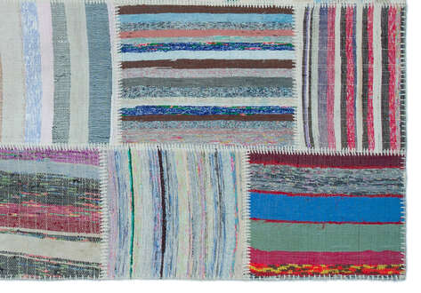 Apex Kilim Patchwork Unique Striped 25408 160 cm X 227 cm - 4