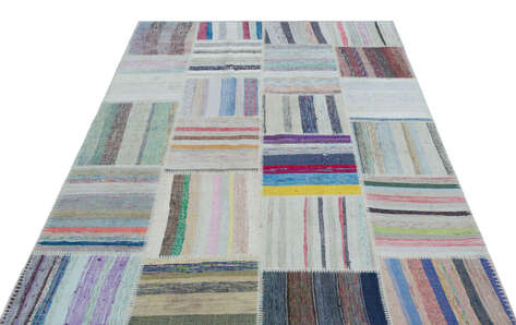 Apex Kilim Patchwork Unique Striped 25416 160 cm X 226 cm - 3