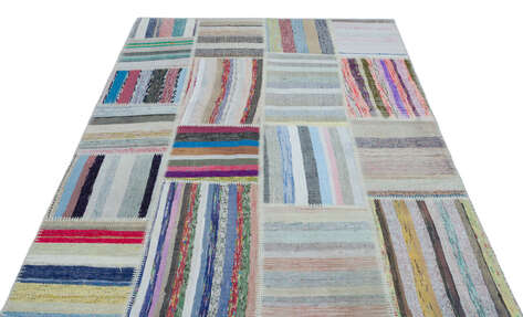 Apex Kilim Patchwork Unique Striped 25417 160 cm X 224 cm - 3