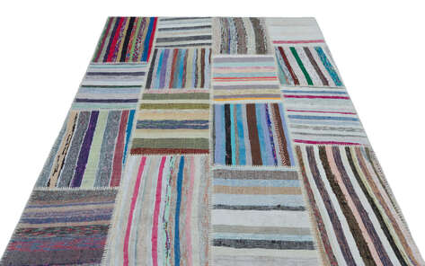 Apex Kilim Patchwork Unique Striped 25507 160 cm X 227 cm - 3