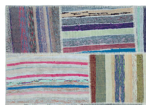 Apex Kilim Patchwork Unique Striped 25507 160 cm X 227 cm - 5
