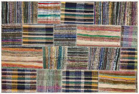 Apex Kilim Patchwork Unique Striped 36339 153 cm X 227 cm - 1