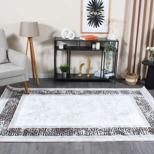 Armony 03649A Siyah Klasik Çerçeveli Saçaklı Salon Halısı (1)