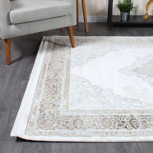 Armony 03890A Bej Klasik Göbekli Saçaklı Salon Halısı (3)