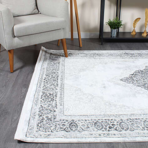 Armony 03890A Gri Klasik Göbekli Saçaklı Salon Halısı - 3