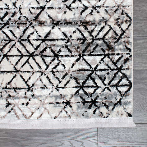 Armony 04023A Beyaz Modern Geometrik Desenli Saçaklı Salon Halısı - 5