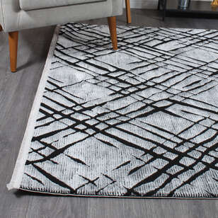 Armony 04068C Gri Modern Geometrik Desenli Saçaklı Salon Halısı (3)