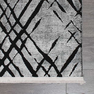 Armony 04068C Gri Modern Geometrik Desenli Saçaklı Salon Halısı (5)