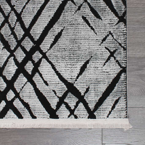 Armony 04068C Gri Modern Geometrik Desenli Saçaklı Salon Halısı - 5