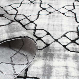 Armony 02848B Siyah Modern Geometrik Desenli Saçaklı Salon Halısı (4)