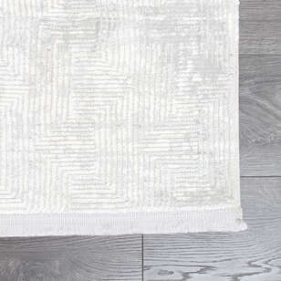 Armony 4569 Beyaz Modern Sade Saçaklı Salon Halısı (4)