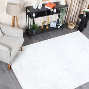 Armony 4569 Beyaz Modern Sade Saçaklı Salon Halısı (2)
