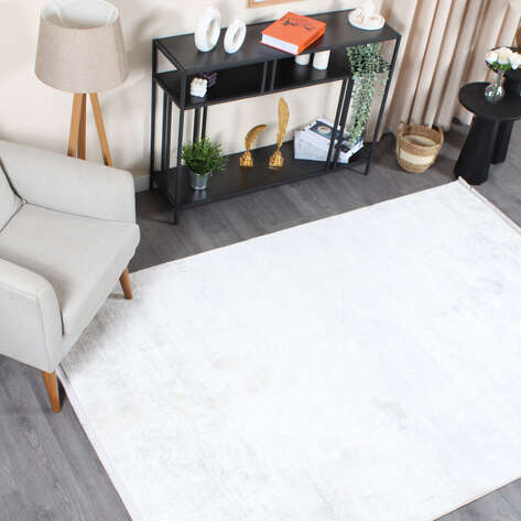 Armony 4569 Beyaz Modern Sade Saçaklı Salon Halısı - 2