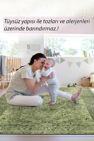 Vintage Eskitme Desenli Şönil Dokuma Pamuk Polyester Halı HS 423 - 7