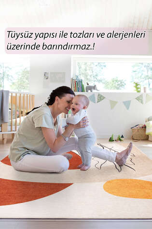 Modern Art  Şönil Dokuma Pamuk Polyester Renkli Halı HS 396 - 7