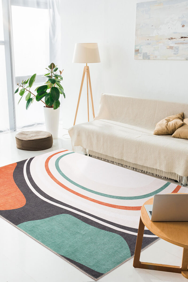 Modern Art Şönil Dokuma Pamuk Polyester Renkli Halı HS 397