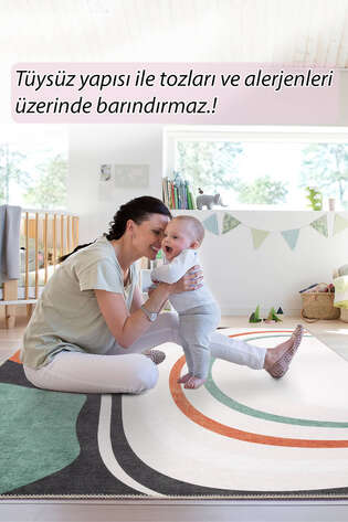 Modern Art Şönil Dokuma Pamuk Polyester Renkli Halı HS 397 - 8