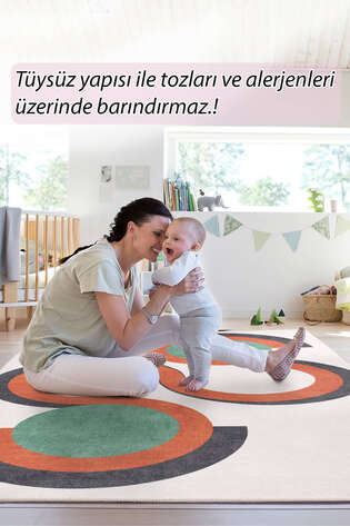 Modern Art Şönil Dokuma Pamuk Polyester Renkli Halı HS 398 - 8