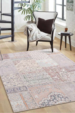 Patchwork Desenli Şönil Dokuma Pamuk Polyester  Halı HS 420 - 2