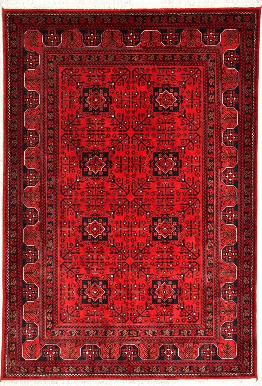 %100 Bambu Özel Tezgah Halısı Kırmızı Afgan 901