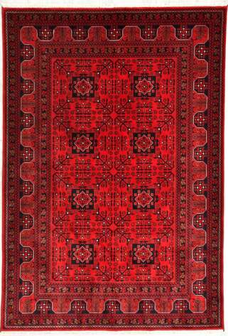 %100 Bambu Özel Tezgah Halısı Kırmızı Afgan 901 - 1