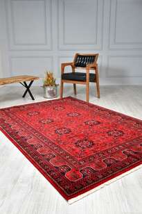 %100 Bambu Özel Tezgah Halısı Kırmızı Afgan 901 (2)