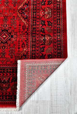 %100 Bambu Özel Tezgah Halısı Kırmızı Afgan 902 - 3