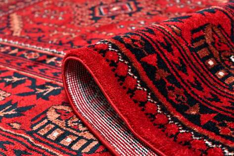 %100 Bambu Özel Tezgah Halısı Kırmızı Afgan 902 - 4