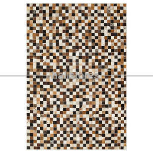 Bej-Kahve Deri Patchwork Halı (1)