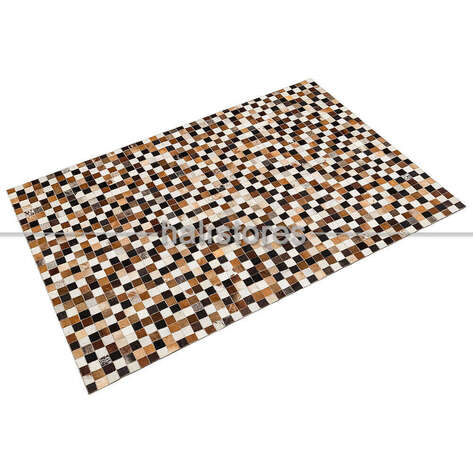 Bej-Kahve Deri Patchwork Halı - 2