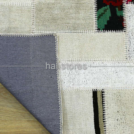 Bej Patchwork Anadolu Kırkyama Kilim - 5