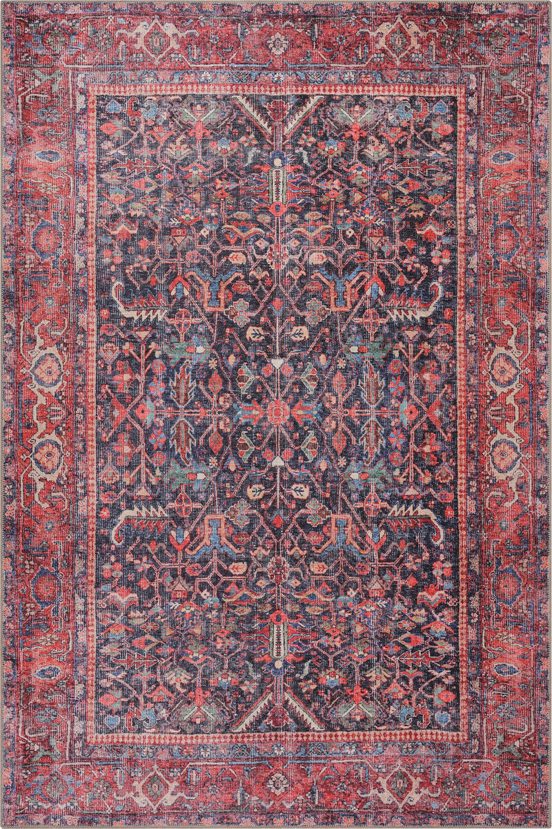 Eskitme Vintage Desenli Dokuma Taban Dekoratif Kırmızı Halı HS 354