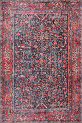 Eskitme Vintage Desenli Dokuma Taban Dekoratif Kırmızı Halı HS 354 - 1