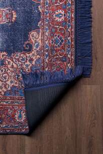 Eskitme Vintage Desenli Dokuma Taban Dekoratif Lacivert Halı HS 87 (6)