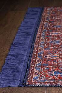 Eskitme Vintage Desenli Dokuma Taban Dekoratif Lacivert Halı HS 87 (5)
