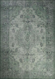 Eskitme Vintage Desenli Dokuma Taban Dekoratif Yeşil Halı HS 139 (1)