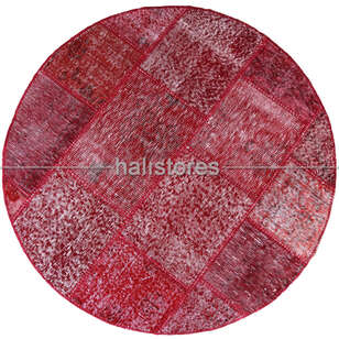 Bordo Yuvarlak Patchwork Halı (1)