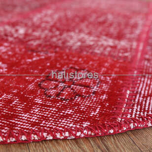 Bordo Yuvarlak Patchwork Halı (4)