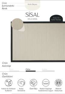 Bordürlü Sisal Halı Modern Kırık Beyaz Renkli HS406 (2)