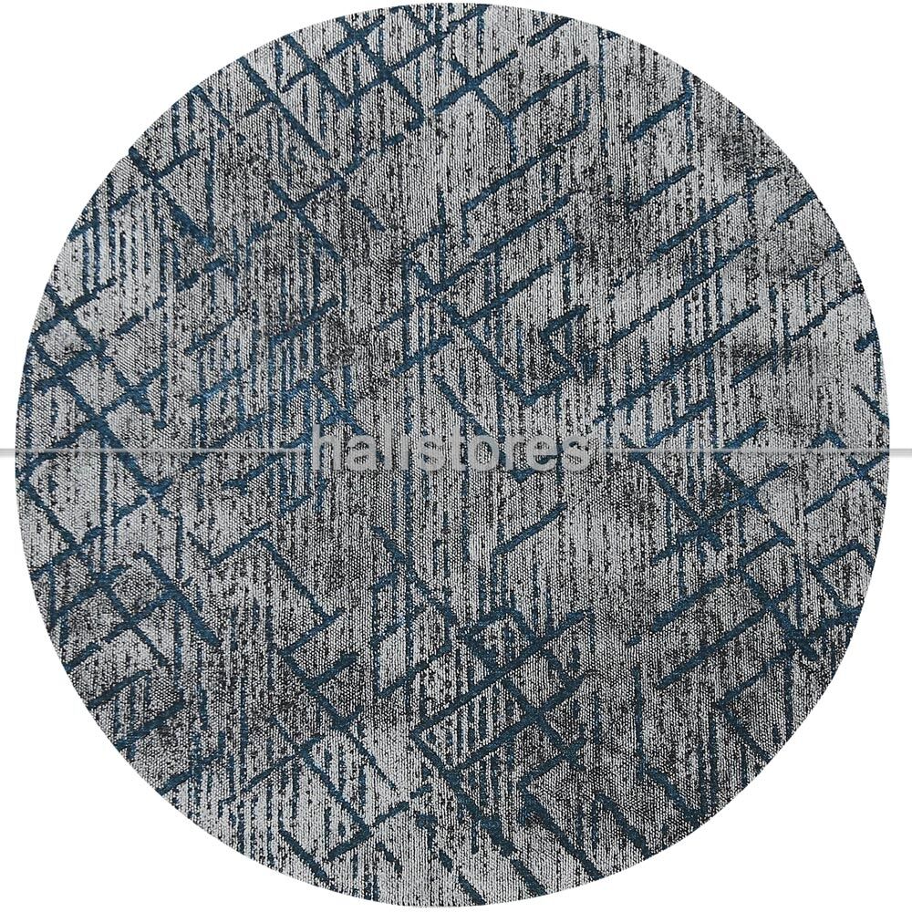 Çapraz Çizgi Desenli Gri Yuvarlak Halı Zen