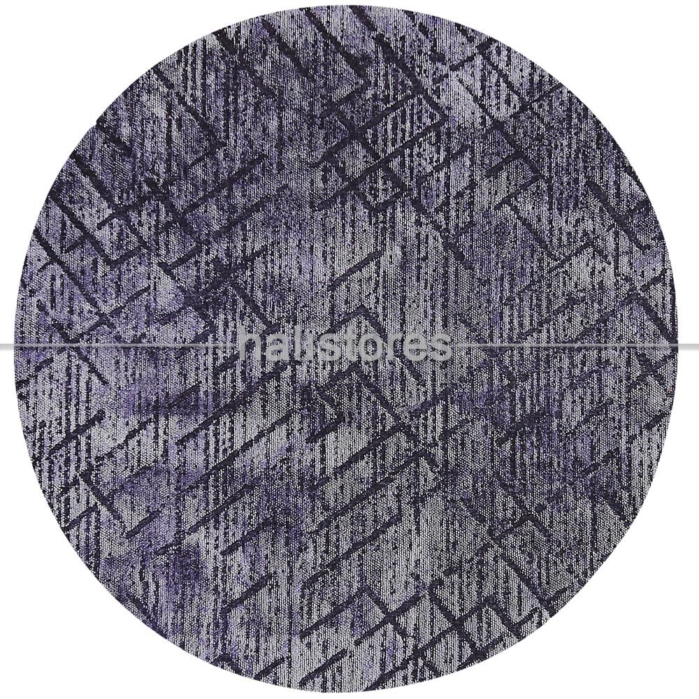 Çapraz Çizgi Desenli Mor Yuvarlak Halı Zen
