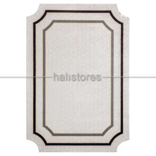 Çerçeveli Halı Bej-Siyah DP6089 (1)