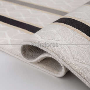 Çerçeveli Halı Bej-Siyah DP6089 - 4