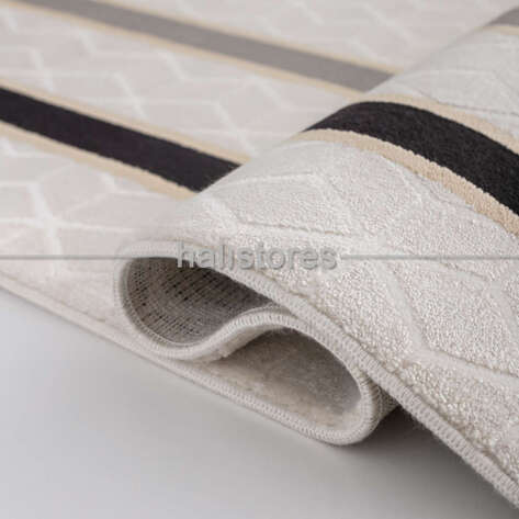 Çerçeveli Halı Bej-Siyah DP6089 - 4