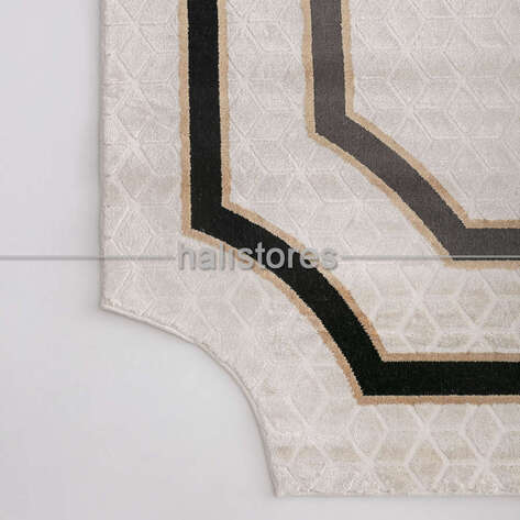 Çerçeveli Halı Bej-Siyah DP6089 - 3