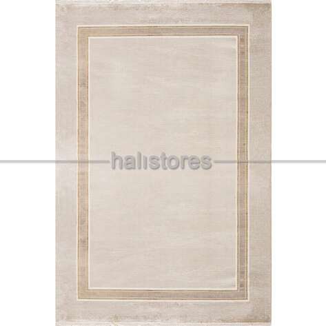Çerçeveli Modern Salon Halısı Dizayn Beyaz Gold 1128 - 1