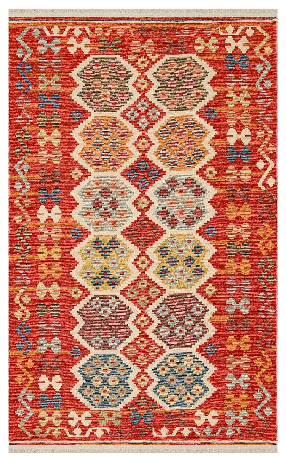 Çift Taraflı Yıkanabilir Otantik Kilim Nomad 03 Kırmızı