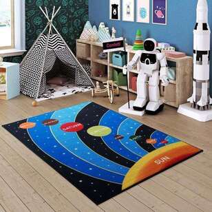 Halıstores Çocuk Halısı Anti-Slip Galaxy Mavi (1)