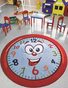 Halıstores Eğitici ve Öğretici Yuvarlak Anaokulu Halısı Smiley Hour (1)